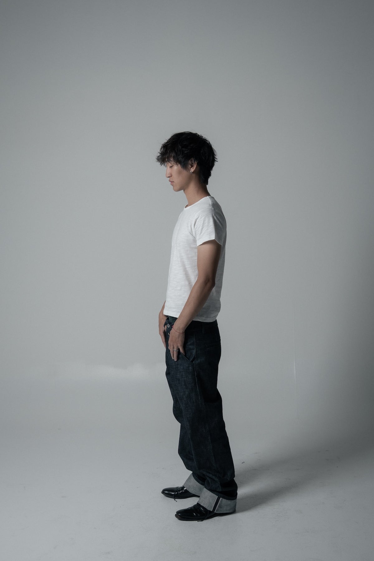slim fit slub tee - white