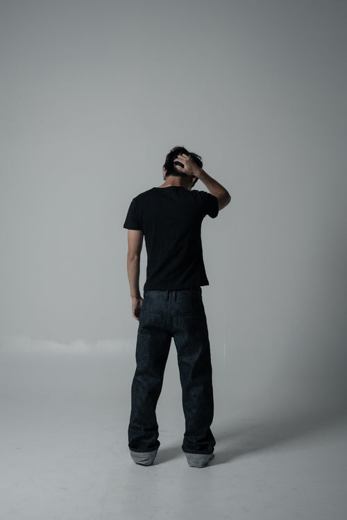slim fit slub tee - black